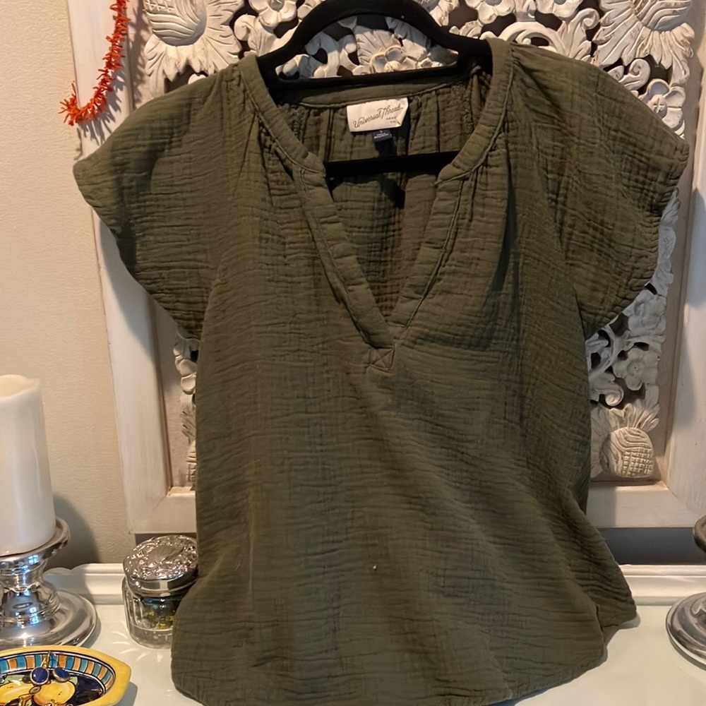 Olive Gauze Flutter Sleeve Top
